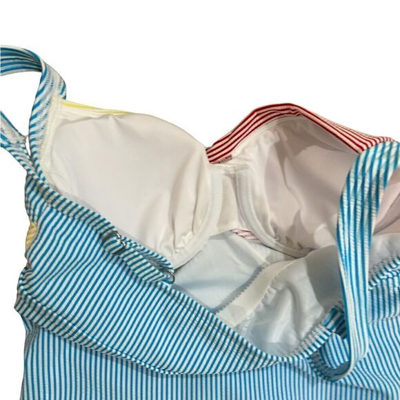 NWT lands end striped criss cross front multi color athletic/ swim top size 4 - Picture 3 of 6